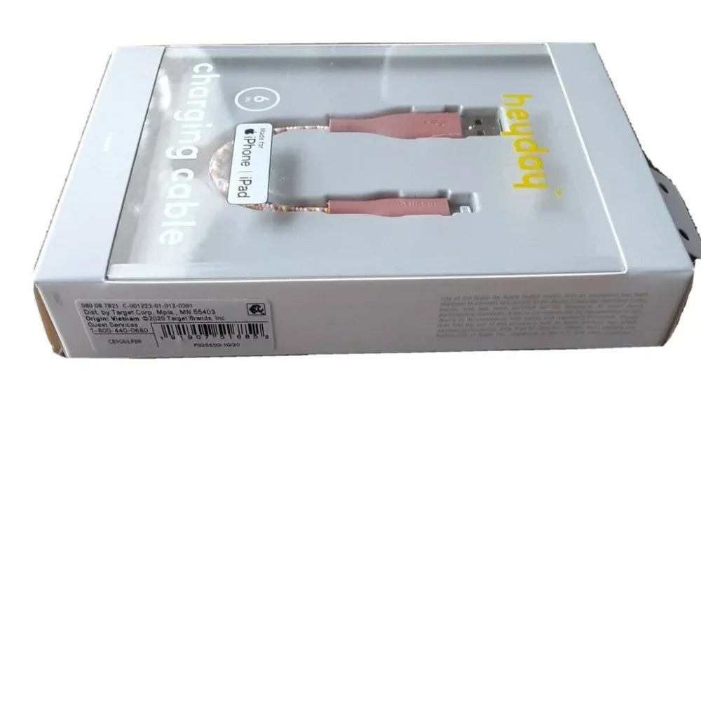 heyday 6'' usb-a to lightning cable,new in box,
